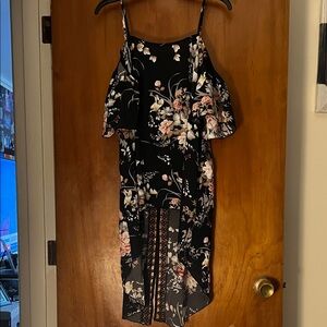 Floral Black Tank top with High/low design!